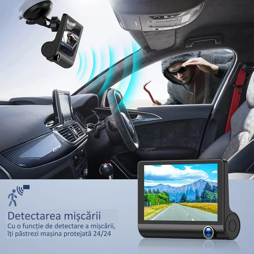 Cameră Video FULL HD Auto Triplă Fata/Spate/Interior | DriveCam