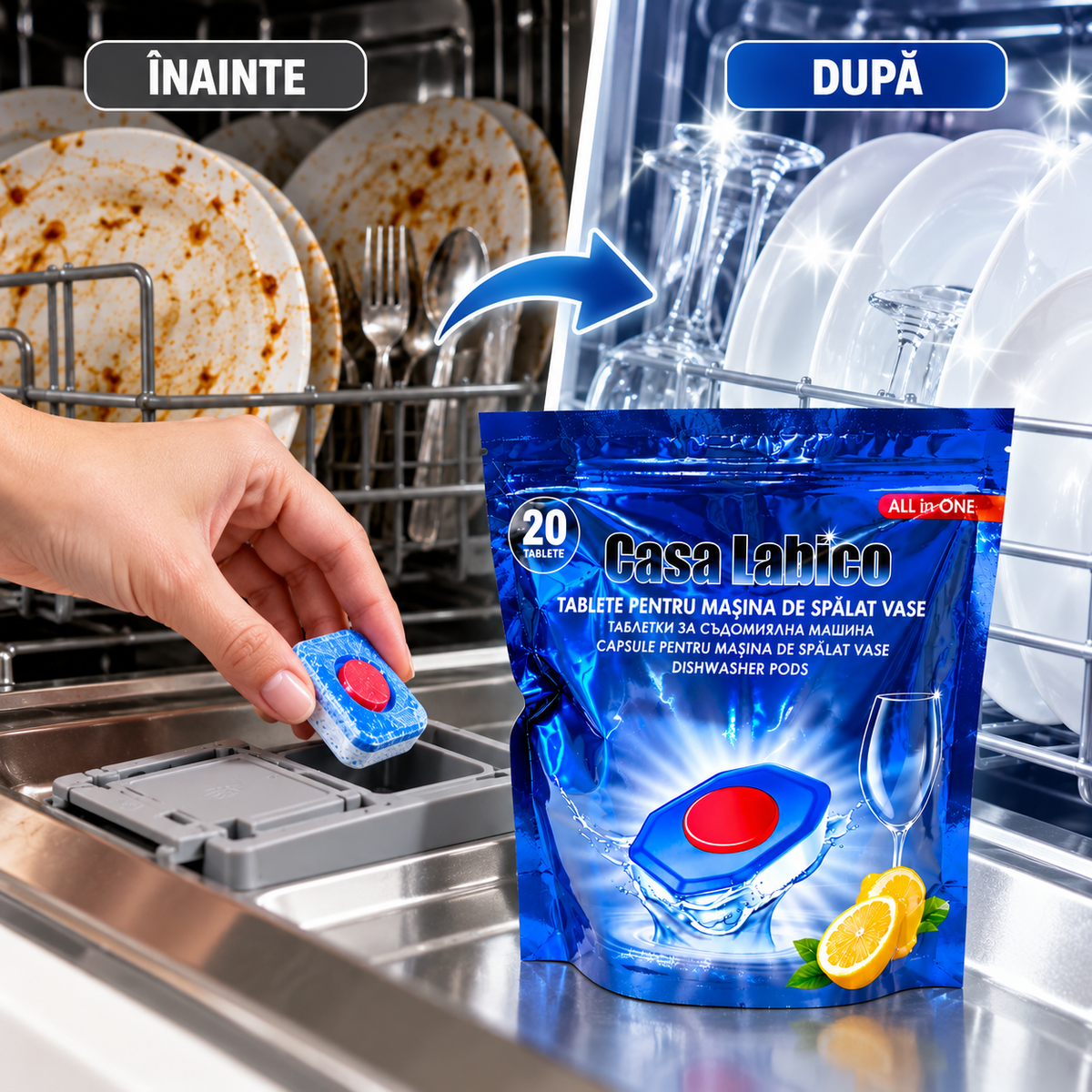 Capsule All in One pentru Vase Curate și Strălucitoare – 20 bucăți | DishClean
