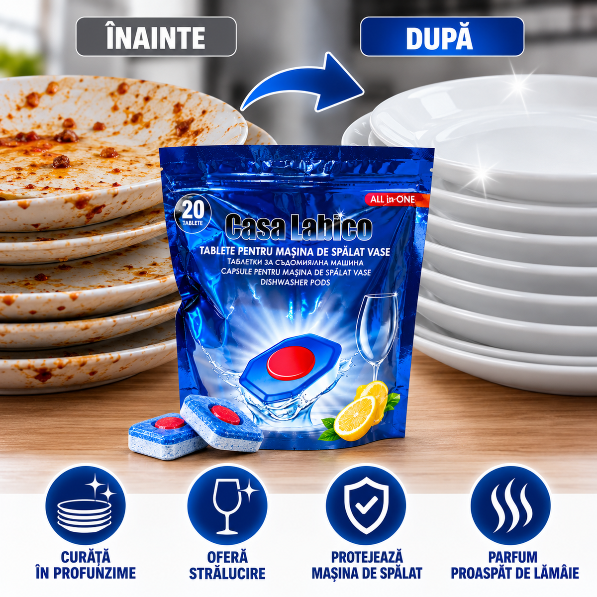 Capsule All in One pentru Vase Curate și Strălucitoare – 20 bucăți | DishClean