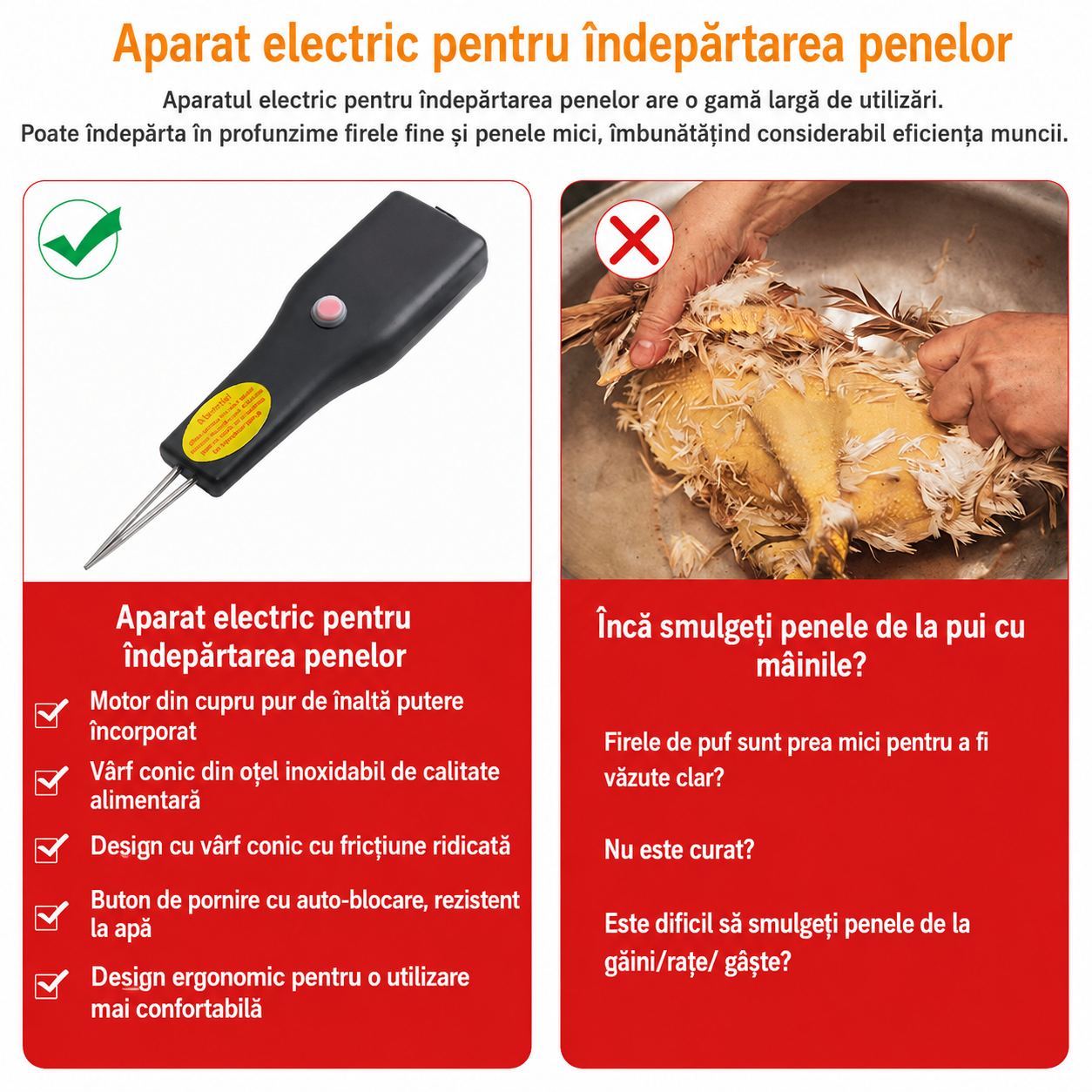 FeatherClean – Dispozitiv Electric pentru Îndepărtarea Penelor