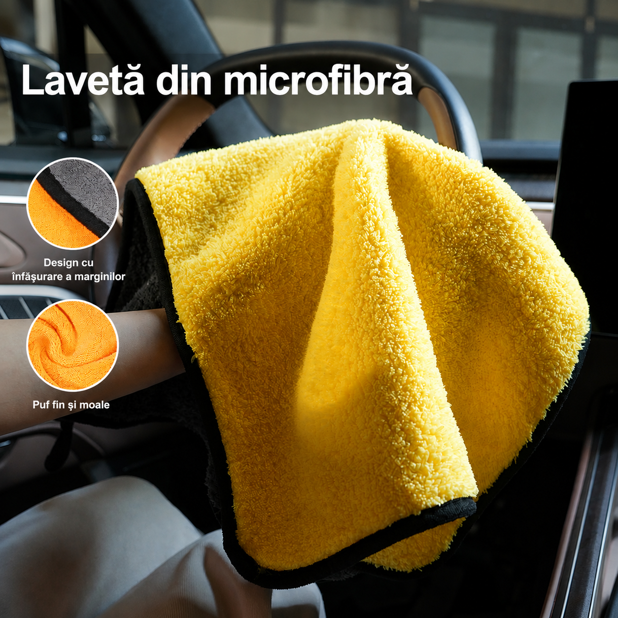 Lavetă Auto din Microfibră pentru Curățare și Uscare 90x60 cm | AutoShine