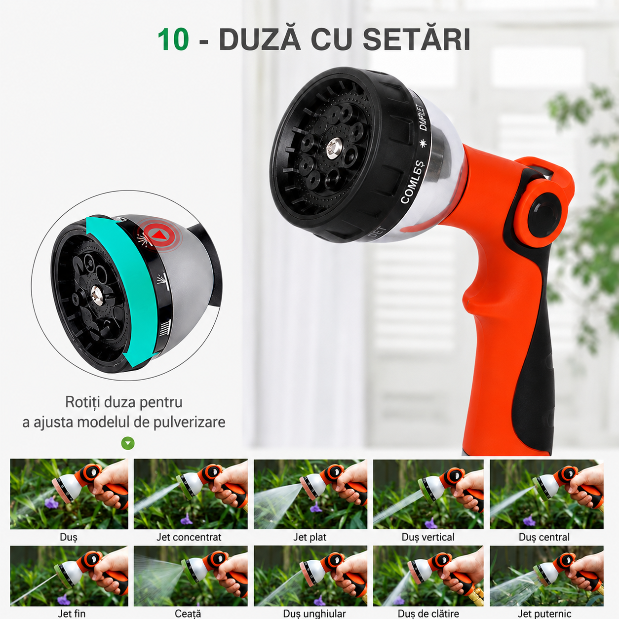 Pistol Multifuncțional pentru Udat cu 3 Accesorii | AquaFlow
