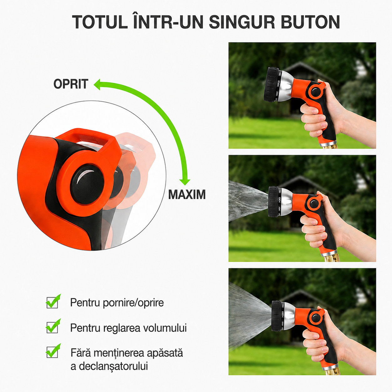 Pistol Multifuncțional pentru Udat cu 3 Accesorii | AquaFlow