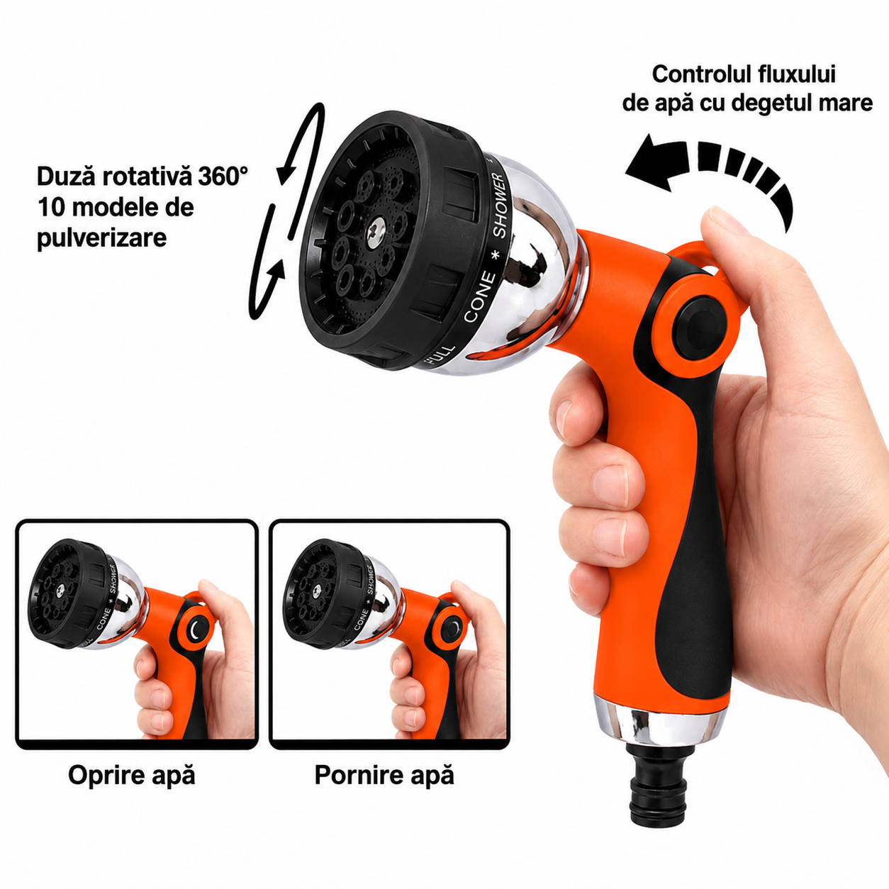 Pistol Multifuncțional pentru Udat cu 3 Accesorii | AquaFlow