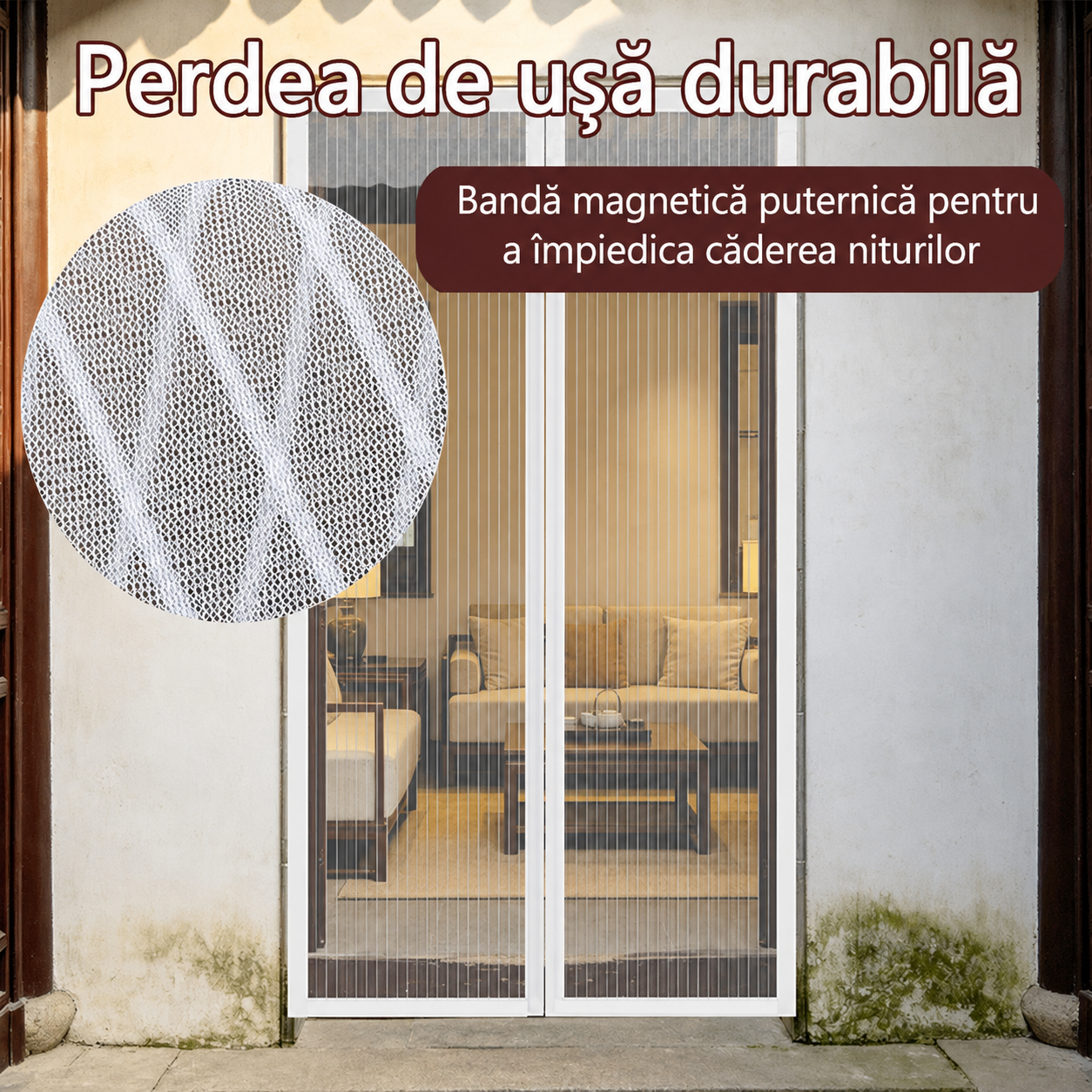 Plasă Magnetică Anti-Insecte pentru Ușa de Balcon 100x220 cm | AirGuard
