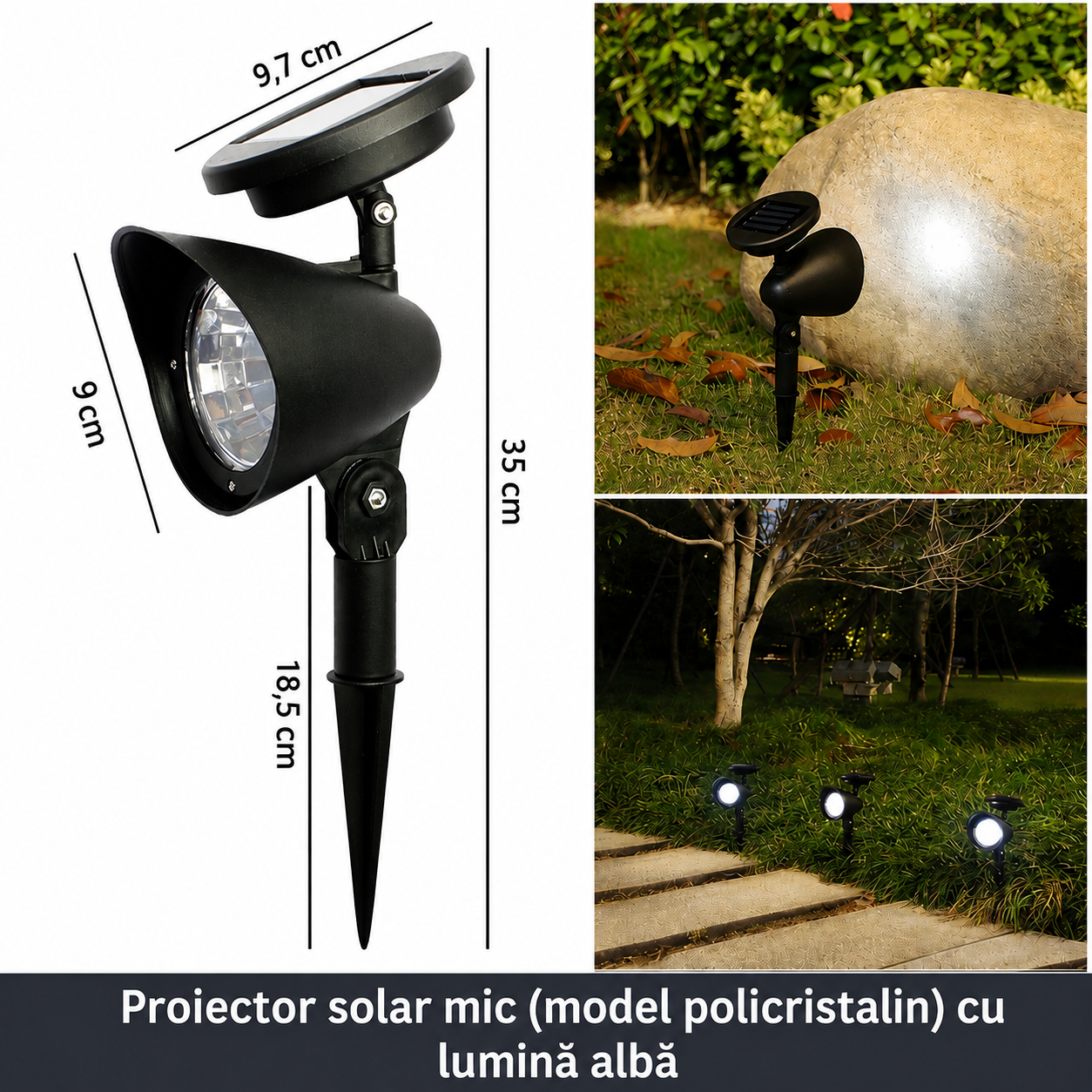 Proiector Solar pentru Grădină cu Panou Reglabil | SolarBeam