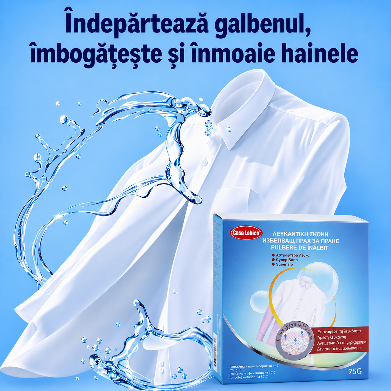 Pudră pentru Albirea și Împrospătarea Rufelor Albe 75 g | WhiteBoost