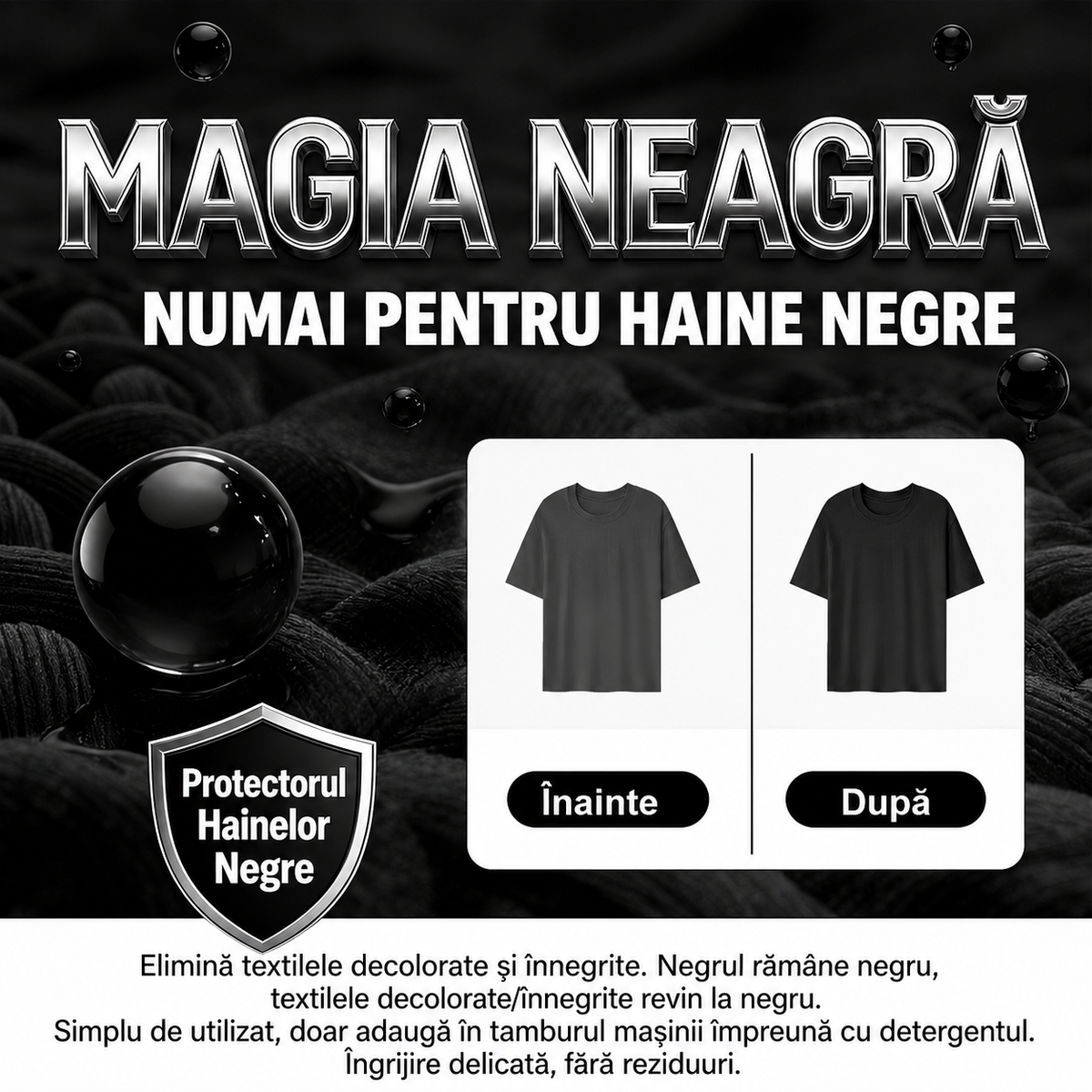 Șervețele pentru Împrospătarea și Protejarea Rufelor Negre – 12 bucăți | BlackCare