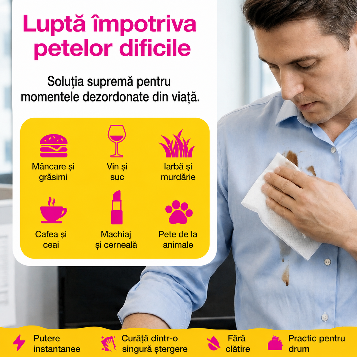 Șervețele pentru Curățarea Rapidă a Petelor – 6 bucăți | StainAway