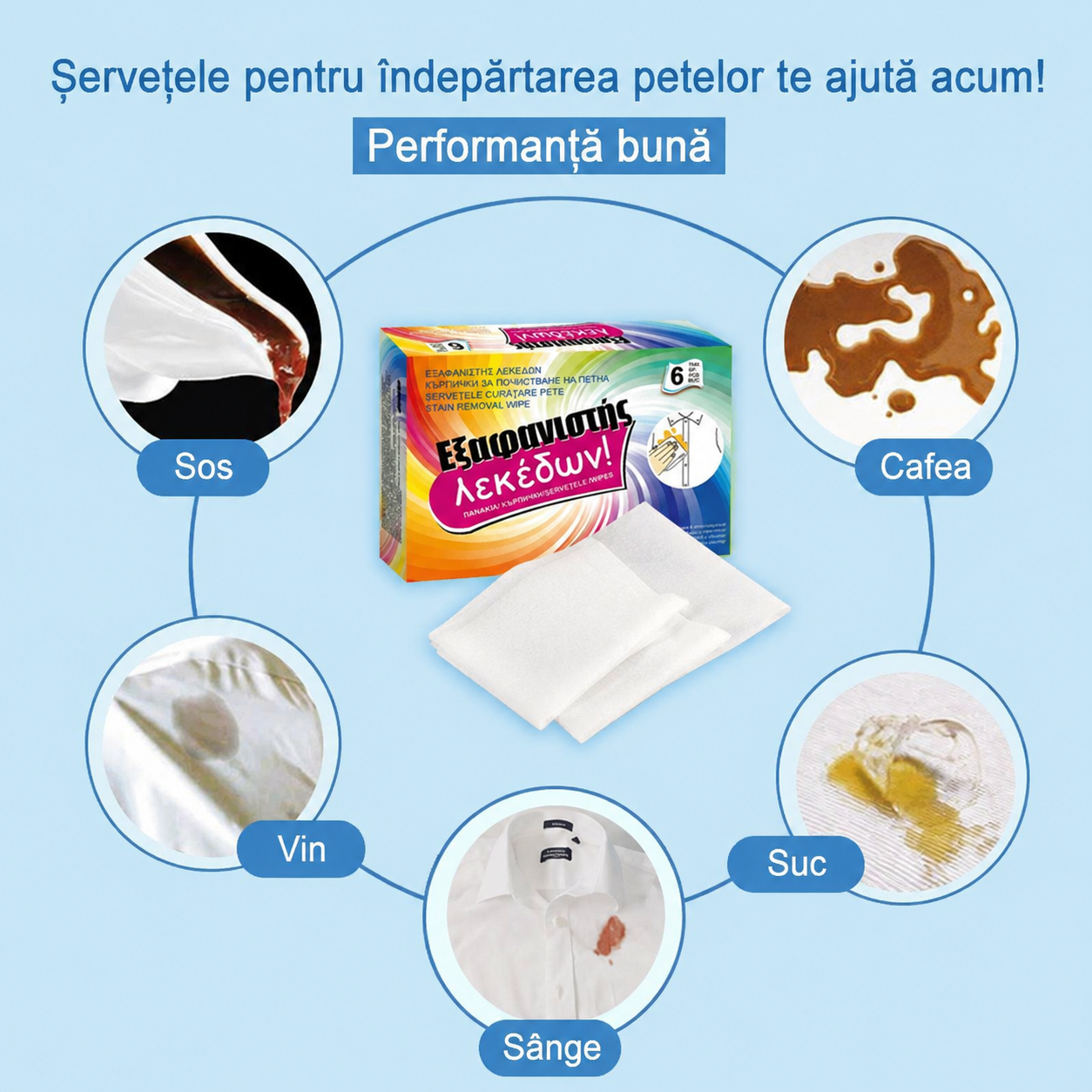Șervețele pentru Curățarea Rapidă a Petelor – 6 bucăți | StainAway