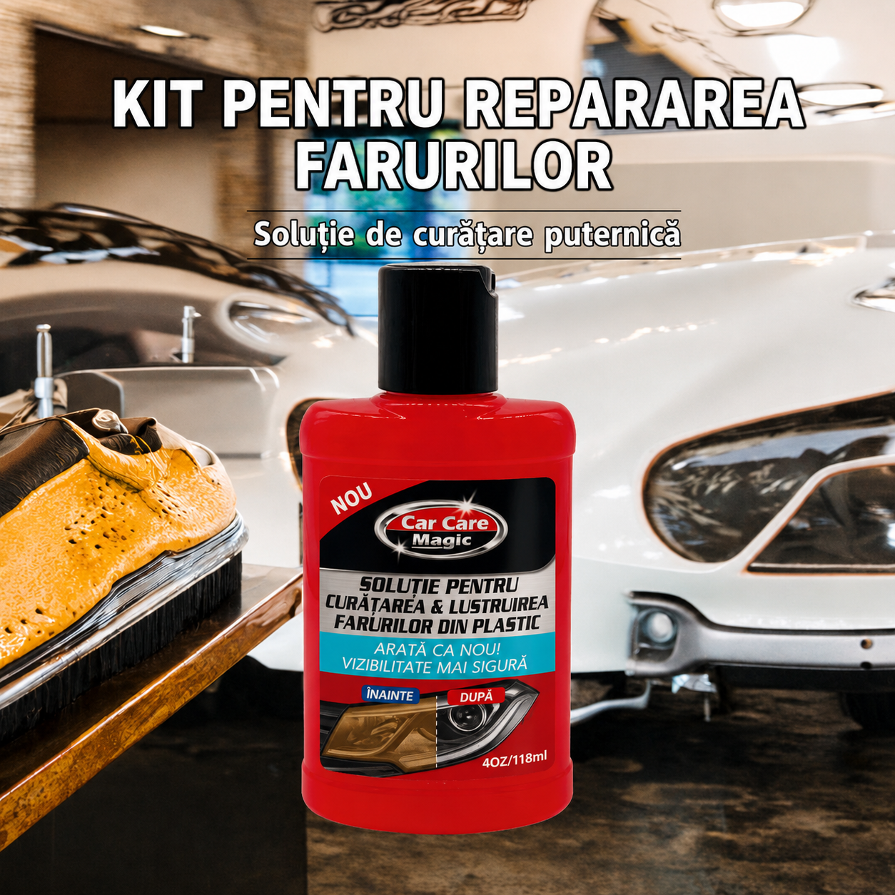Soluție pentru Curățarea și Lustruirea Farurilor Auto 118 ml | ClearLight