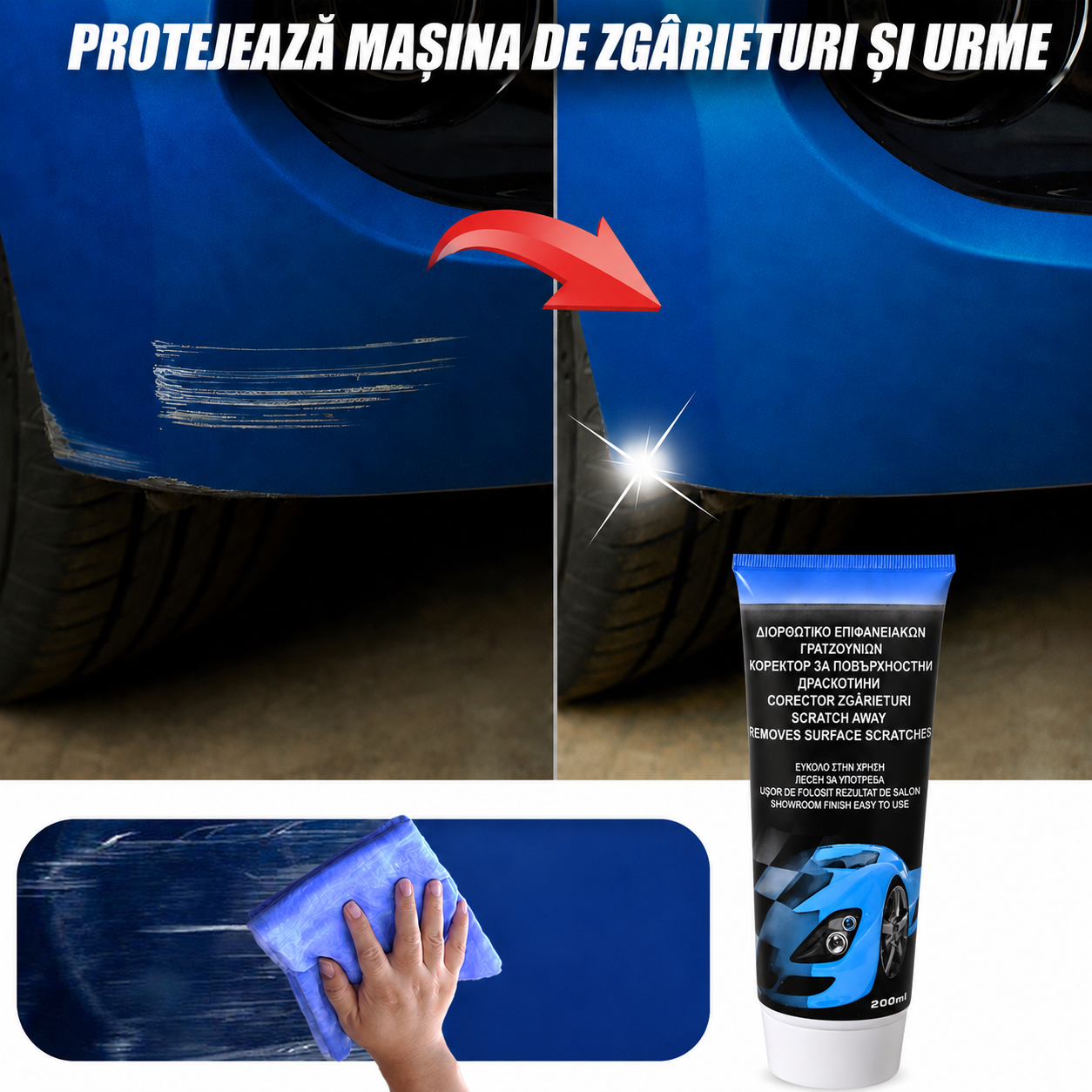 Soluție pentru Estomparea Zgârieturilor Auto 200 ml | ScratchAway
