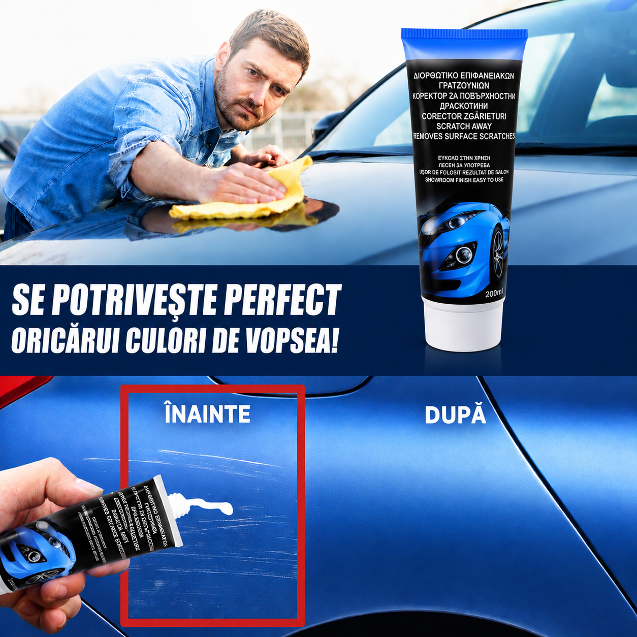Soluție pentru Estomparea Zgârieturilor Auto 200 ml | ScratchAway