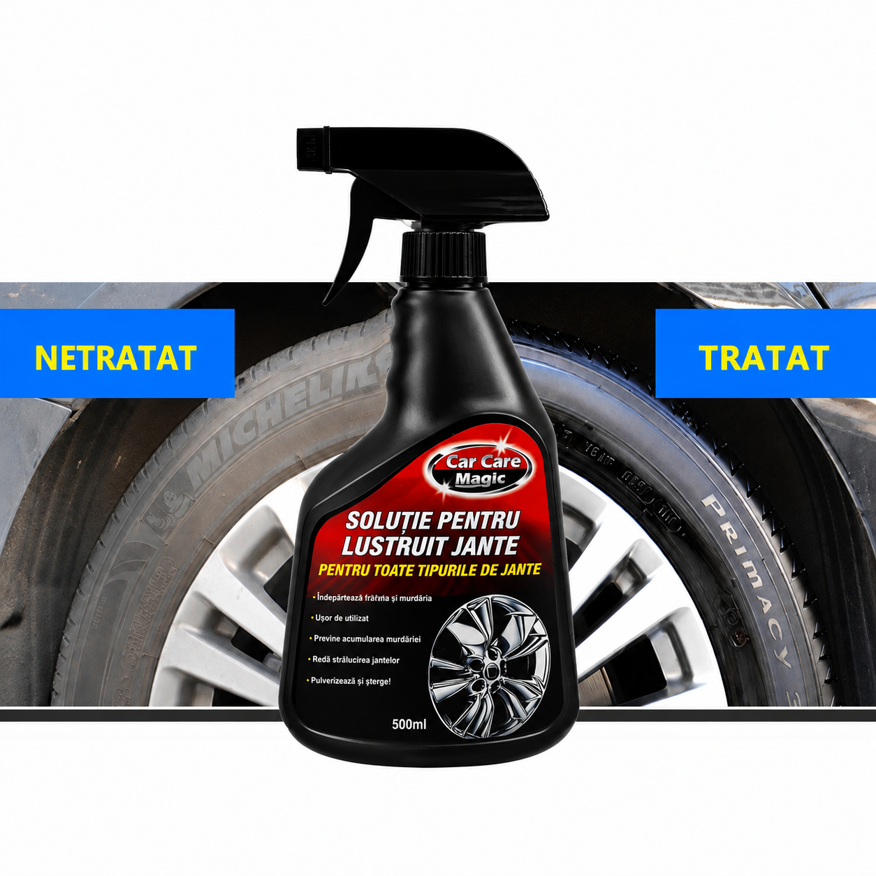 Spray pentru Curățarea și Lustruirea Jantelor Auto 500 ml | WheelShine