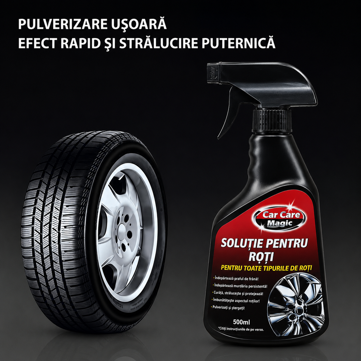 Spray pentru Curățarea și Lustruirea Jantelor Auto 500 ml | WheelShine