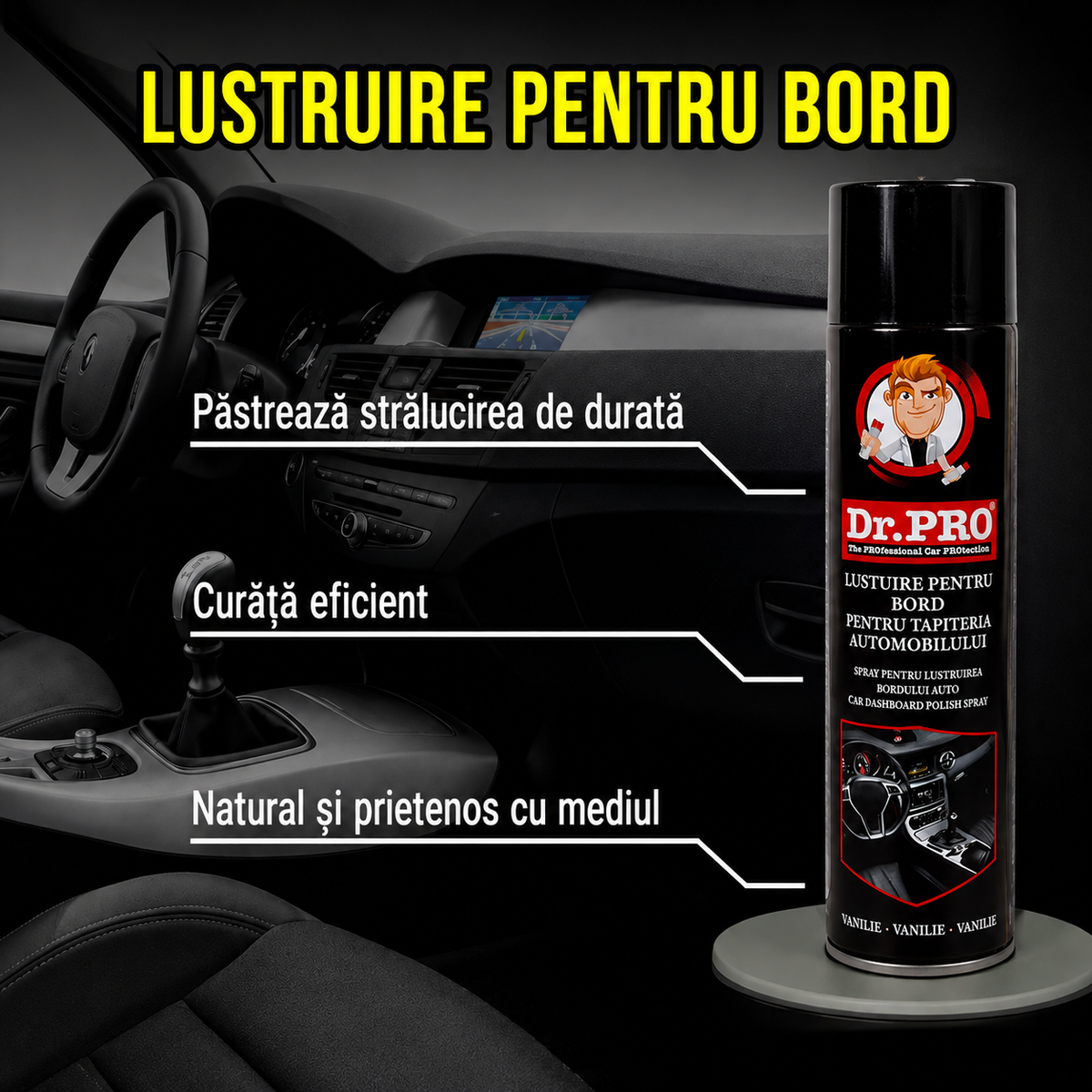 Spray pentru Curățarea și Lustruirea Bordului Auto 225 ml | DashShine
