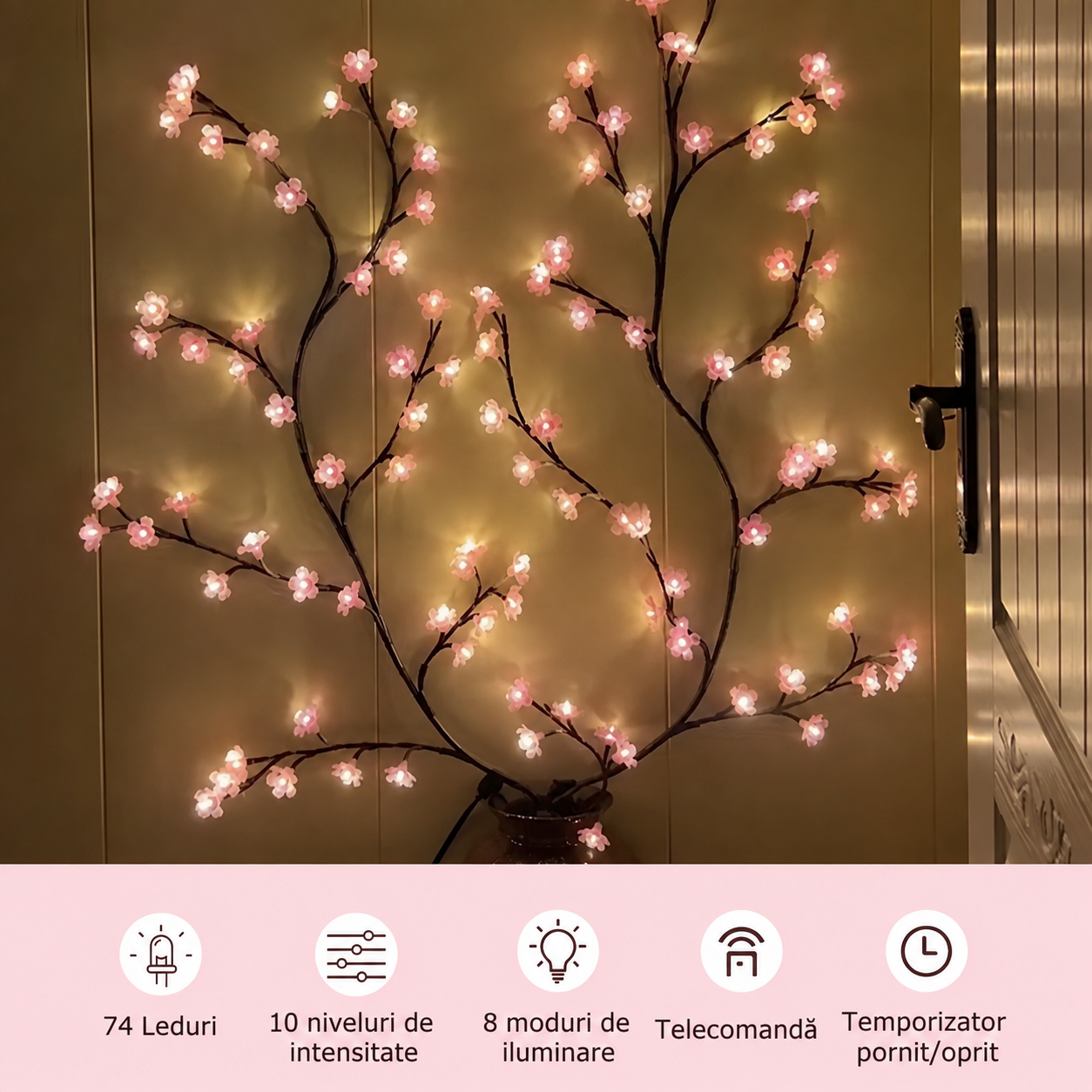 Ramuri de Viță Florale Decorative  – 74 Lumini LED